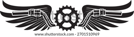 Motorcycle Wing Emblem: An emblem featuring a motorcycle handlebar, a gear, and a pair of wings, conveying a sense of freedom and mechanical artistry.