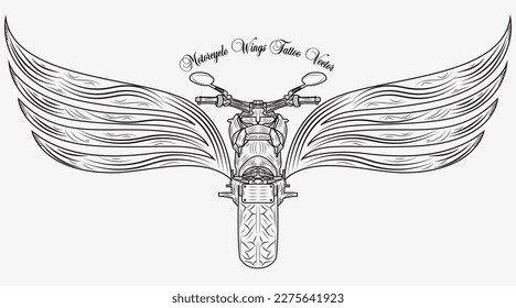 Motorcycle Wings Tattoo Vector Illustration Art Logo Design