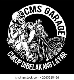 MOTORCYCLE WORKSHOP LOGO OR MOTORCYCLE GARAGE CONCEPT SKULL