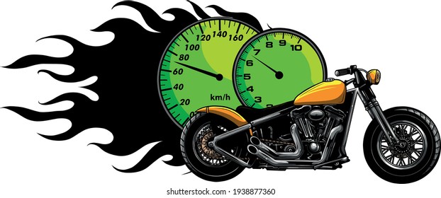 a Motorcycle woth flames sport vector illustration design