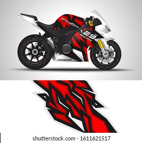 Motorcycle wrap decal and vinyl sticker design. Concept graphic abstract background for wrapping vehicles, motorsports, Sportbikes, motocross, supermoto and livery. Vector illustration.
