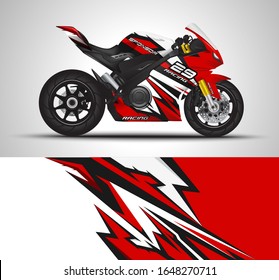 Motorcycle wrap decal and vinyl sticker design. Concept graphic abstract background for wrapping vehicles, motorsport, Sport bike, motocross, supermoto and livery. Vector illustration.