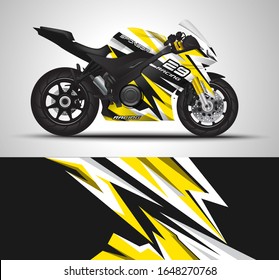 Motorcycle wrap decal and vinyl sticker design. Concept graphic abstract background for wrapping vehicles, motorsport, Sport bike, motocross, supermoto and livery. Vector illustration.