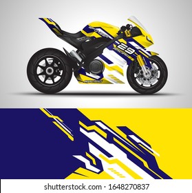 Motorcycle wrap decal and vinyl sticker design. Concept graphic abstract background for wrapping vehicles, motorsport, Sport bike, motocross, supermoto and livery. Vector illustration.