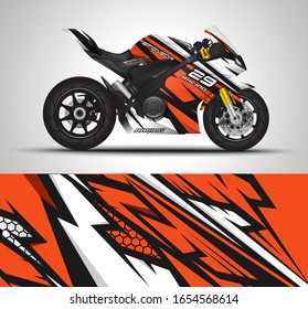Design der Motorradverpackung und des Vinyl-Aufklebers.