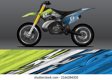 Diseño de calcomanías de envoltura de motocicleta y pegatinas de vinilo. Ilustración del vector
