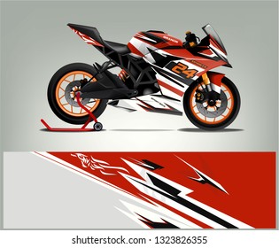 Motorcycle wrap design. abstract background livery for vehicle vinyl wrap.  vector 