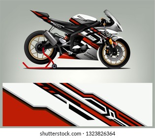 Motorcycle wrap design. abstract background livery for vehicle vinyl wrap.  vector 