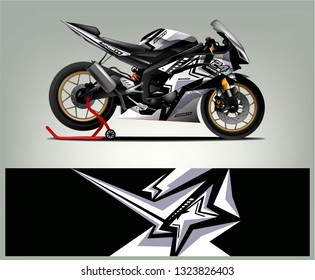 Motorcycle wrap design. abstract background livery for vehicle vinyl wrap.  vector 