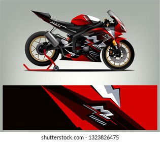 Motorcycle wrap design. abstract background livery for vehicle vinyl wrap.  vector 