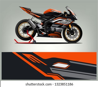 Motorcycle wrap design. ready print concept for vinyl wrap and motorcycle decal - Vector