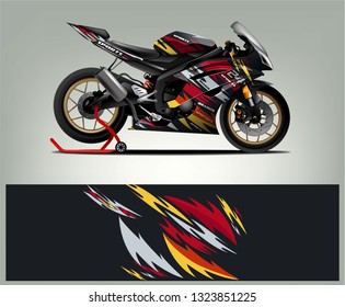 Motorcycle wrap design. ready print concept for vinyl wrap and motorcycle decal - Vector