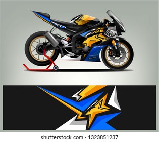 Motorcycle wrap design. ready print concept for vinyl wrap and motorcycle decal - Vector