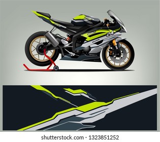 Motorcycle wrap design. ready print concept for vinyl wrap and motorcycle decal - Vector