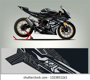 Motorcycle wrap design. ready print concept for vinyl wrap and motorcycle decal - Vector