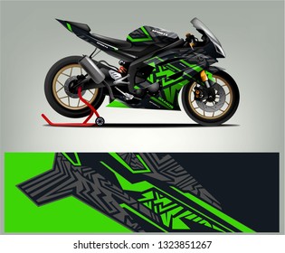 Motorcycle wrap design. ready print concept for vinyl wrap and motorcycle decal - Vector