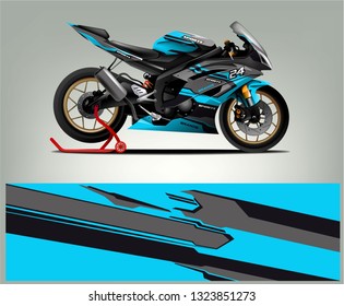 Motorcycle wrap design. ready print concept for vinyl wrap and motorcycle decal - Vector