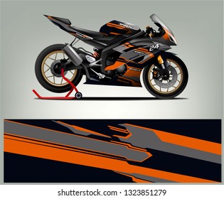 Motorcycle wrap design. ready print concept for vinyl wrap and motorcycle decal - Vector