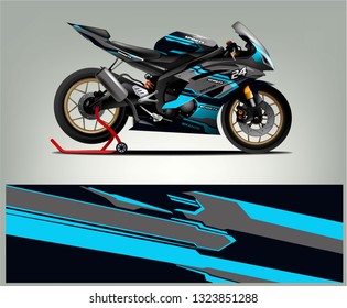 Motorcycle wrap design. ready print concept for vinyl wrap and motorcycle decal - Vector