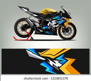 Motorcycle wrap design. ready print concept for vinyl wrap and motorcycle decal - Vector