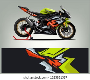 Motorcycle wrap design. ready print concept for vinyl wrap and motorcycle decal - Vector
