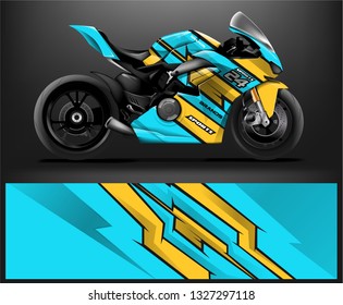 Motorcycle wrap design. ready print concept for vinyl wrap and motorcycle decal - Vector