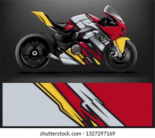 Motorcycle wrap design. ready print concept for vinyl wrap and motorcycle decal - Vector