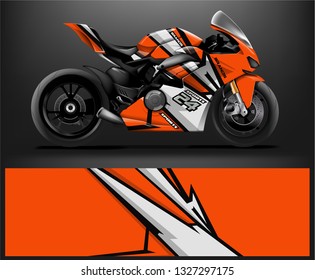 Motorcycle wrap design. ready print concept for vinyl wrap and motorcycle decal - Vector