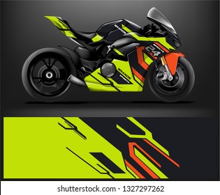 Motorcycle wrap design. ready print concept for vinyl wrap and motorcycle decal - Vector