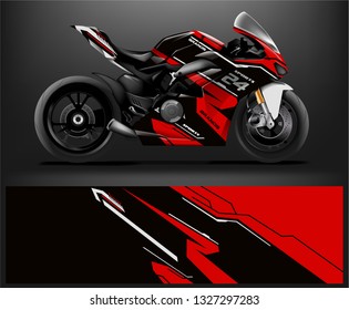 Motorcycle wrap design. ready print concept for vinyl wrap and motorcycle decal - Vector