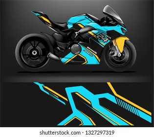 Motorcycle wrap design. ready print concept for vinyl wrap and motorcycle decal - Vector