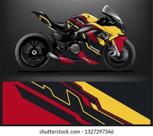 Motorcycle wrap design. ready print concept for vinyl wrap and motorcycle decal - Vector