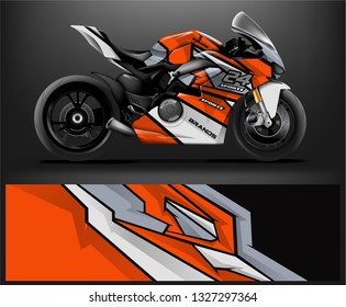 Motorcycle wrap design. ready print concept for vinyl wrap and motorcycle decal - Vector