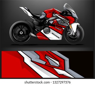 Motorcycle wrap design. ready print concept for vinyl wrap and motorcycle decal - Vector
