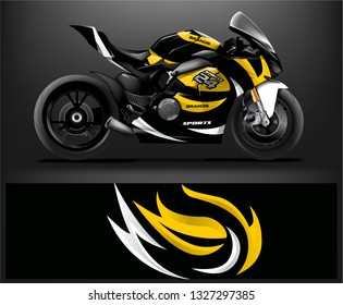 Motorcycle wrap design. ready print concept for vinyl wrap and motorcycle decal - Vector