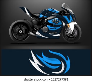 Motorcycle wrap design. ready print concept for vinyl wrap and motorcycle decal - Vector