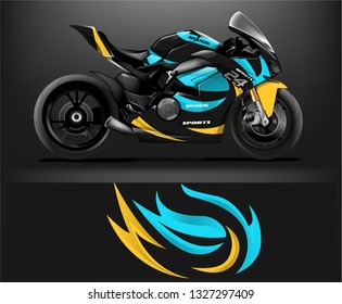 Motorcycle wrap design. ready print concept for vinyl wrap and motorcycle decal - Vector