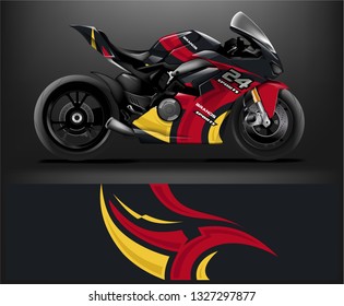 Motorcycle wrap design. ready print concept for vinyl wrap and motorcycle decal - Vector