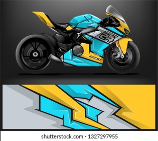Motorcycle wrap design. ready print concept for vinyl wrap and motorcycle decal - Vector