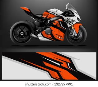Motorcycle wrap design. ready print concept for vinyl wrap and motorcycle decal - Vector