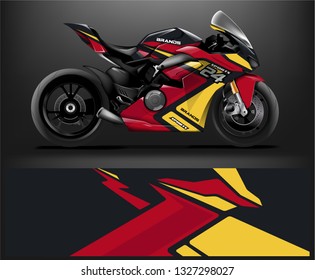 Motorcycle wrap design. ready print concept for vinyl wrap and motorcycle decal - Vector