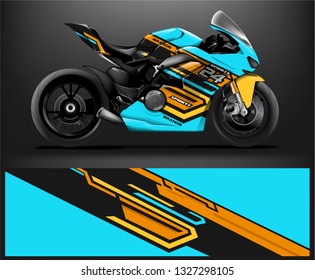 Motorcycle wrap design. ready print concept for vinyl wrap and motorcycle decal - Vector
