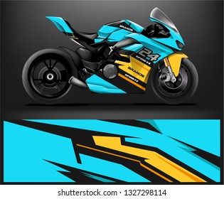Motorcycle wrap design. ready print concept for vinyl wrap and motorcycle decal - Vector