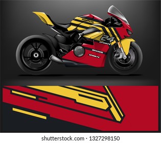 Motorcycle wrap design. ready print concept for vinyl wrap and motorcycle decal - Vector