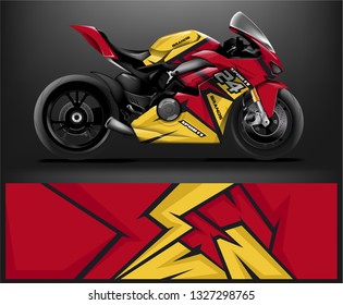 Motorcycle wrap design. ready print concept for vinyl wrap and motorcycle decal - Vector