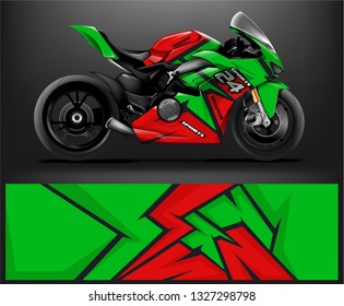 Motorcycle wrap design. ready print concept for vinyl wrap and motorcycle decal - Vector