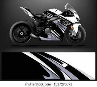 Motorcycle wrap design. ready print concept for vinyl wrap and motorcycle decal - Vector