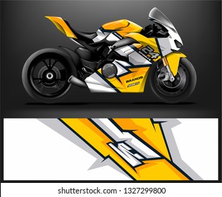 Motorcycle wrap design. ready print concept for vinyl wrap and motorcycle decal - Vector