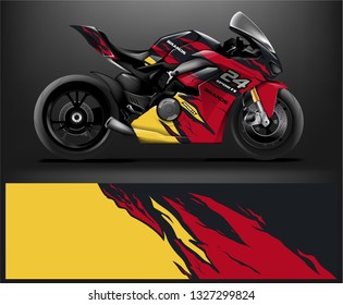 Motorcycle wrap design. ready print concept for vinyl wrap and motorcycle decal - Vector