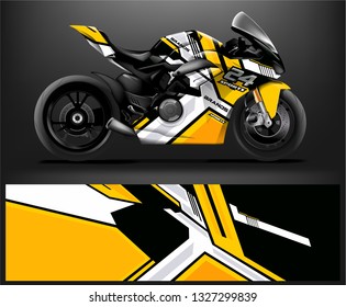 Motorcycle wrap design. ready print concept for vinyl wrap and motorcycle decal - Vector
